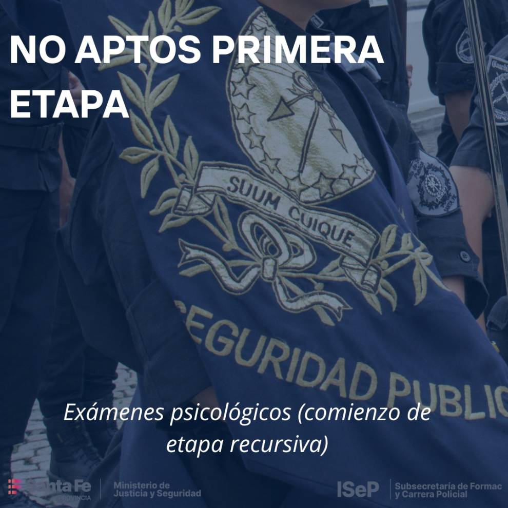 ASPIRANTES QUE NO HAN SUPERADO LA PRIMERA ETAPA (EXAMEN PSICOLÓGICO)