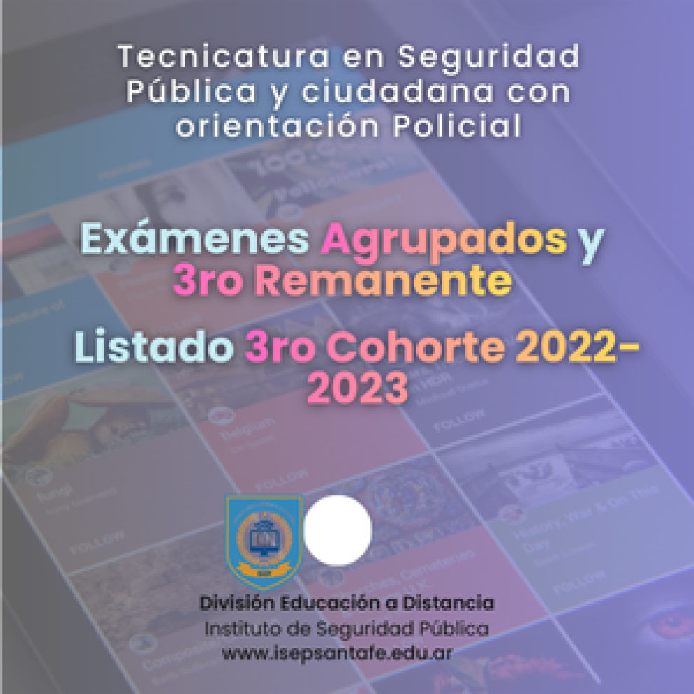 Esducación a Distancia - Inscriptos 3er año Tecnciatura Superior en Seguridad Pública y Ciudadana con orientación policial